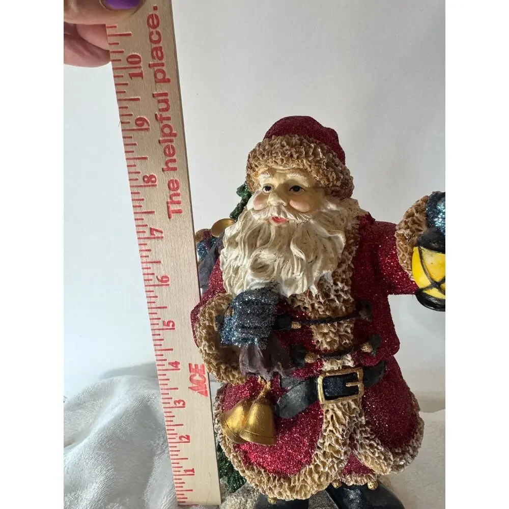 Vintage Young’s Inc. Santa Figurine Colorful Glitter-Lovers Christmas Statue Y2K